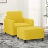 Sofa Krėslas su pakoja, geltonos spalvos, 60cm, aksomas