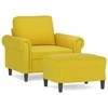 Sofa Krėslas su pakoja, geltonos spalvos, 60cm, aksomas
