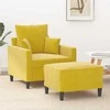 Sofa Krėslas su pakoja, geltonos spalvos, 60cm, aksomas