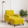Sofa Krėslas su pakoja, geltonos spalvos, 60cm, aksomas