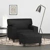 Sofa Krėslas su pakoja, juodos spalvos, 60cm, dirbtinė oda