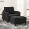 Sofa Krėslas su pakoja, juodos spalvos, 60cm, aksomas