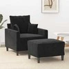 Sofa Krėslas su pakoja, juodos spalvos, 60cm, aksomas