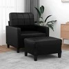 Sofa Krėslas su pakoja, juodos spalvos, 60cm, dirbtinė oda