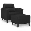 Sofa Krėslas su pakoja, juodos spalvos, 60cm, dirbtinė oda