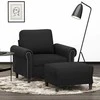 Sofa Krėslas su pakoja, juodos spalvos, 60cm, aksomas
