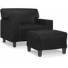 Sofa Krėslas su pakoja, juodos spalvos, 60cm, dirbtinė oda