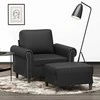 Sofa Krėslas su pakoja, juodos spalvos, 60cm, dirbtinė oda