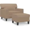 Sofa Krėslas su pakoja, kapučino spalvos, 60cm, dirbtinė oda