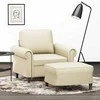 Sofa Krėslas su pakoja, kreminės spalvos, 60cm, dirbtinė oda