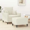 Sofa Krėslas su pakoja, kreminės spalvos, 60cm, aksomas