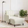 Sofa Krėslas su pakoja, kreminės spalvos, 60cm, aksomas