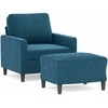 Sofa Krėslas su pakoja, mėlynos spalvos, 60cm, aksomas
