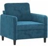 Sofa Krėslas su pakoja, mėlynos spalvos, 60cm, aksomas