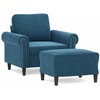 Sofa Krėslas su pakoja, mėlynos spalvos, 60cm, aksomas