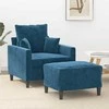Sofa Krėslas su pakoja, mėlynos spalvos, 60cm, aksomas
