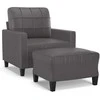 Sofa Krėslas su pakoja, pilkos spalvos, 60cm, dirbtinė oda