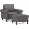 Sofa Krėslas su pakoja, pilkos spalvos, 60cm, dirbtinė oda