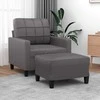 Sofa Krėslas su pakoja, pilkos spalvos, 60cm, dirbtinė oda