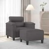 Sofa Krėslas su pakoja, pilkos spalvos, 60cm, dirbtinė oda