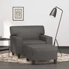Sofa Krėslas su pakoja, pilkos spalvos, 60cm, dirbtinė oda