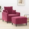 Sofa Krėslas su pakoja, raudonojo vyno spalvos, 60cm, aksomas