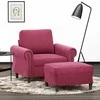 Sofa Krėslas su pakoja, raudonojo vyno spalvos, 60cm, aksomas