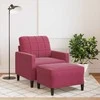 Sofa Krėslas su pakoja, raudonojo vyno spalvos, 60cm, aksomas