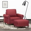 Sofa Krėslas su pakoja, raudonojo vyno spalvos, 60cm, dirbtinė oda