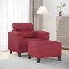 Sofa Krėslas su pakoja, raudonojo vyno spalvos, 60cm, dirbtinė oda