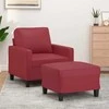 Sofa Krėslas su pakoja, raudonojo vyno spalvos, 60cm, dirbtinė oda