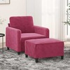 Sofa Krėslas su pakoja, raudonojo vyno spalvos, 60cm, aksomas