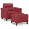 Sofa Krėslas su pakoja, raudonojo vyno spalvos, 60cm, dirbtinė oda