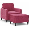 Sofa Krėslas su pakoja, raudonojo vyno spalvos, 60cm, aksomas