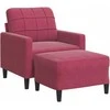 Sofa Krėslas su pakoja, raudonojo vyno spalvos, 60cm, aksomas