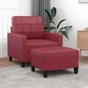 Sofa Krėslas su pakoja, raudonojo vyno spalvos, 60cm, dirbtinė oda