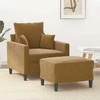 Sofa Krėslas su pakoja, rudos spalvos, 60cm, aksomas