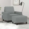 Sofa Krėslas su pakoja, šviesiai pilkos spalvos, 60cm, audinys