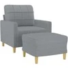 Sofa Krėslas su pakoja, šviesiai pilkos spalvos, 60cm, audinys