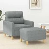 Sofa Krėslas su pakoja, šviesiai pilkos spalvos, 60cm, audinys