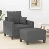 Sofa Krėslas su pakoja, tamsiai pilkos spalvos, 60cm, audinys