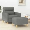 Sofa Krėslas su pakoja, tamsiai pilkos spalvos, 60cm, audinys