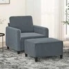 Sofa Krėslas su pakoja, tamsiai pilkos spalvos, 60cm, aksomas