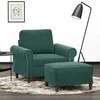 Sofa Krėslas su pakoja, tamsiai žalios spalvos, 60cm, aksomas