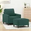 Sofa Krėslas su pakoja, tamsiai žalios spalvos, 60cm, aksomas