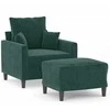 Sofa Krėslas su pakoja, tamsiai žalios spalvos, 60cm, aksomas