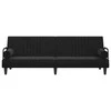 Sofa-lova su porankiais, juodos spalvos, aksomas