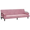 Sofa-lova su porankiais, rožinės spalvos, aksomas