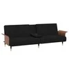 Sofa-lova su puodelių laikikliais, juodos spalvos, aksomas