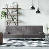 Sofa-lova su puodelių laikikliais, pilkos spalvos, dirbtinė oda